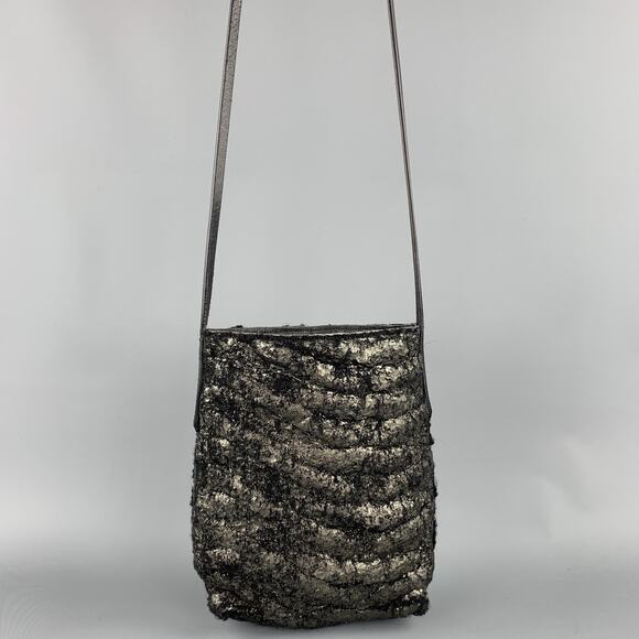 SIMONA TAGLIAFERRI Textured Grey Fabric Shoulder Handbag - Picture 2 of 7